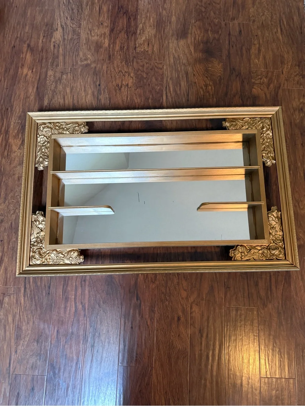 Vtg MCM Illinois Moulding Co Gold Gilt  Mirror Shadow Box Wall Shelf